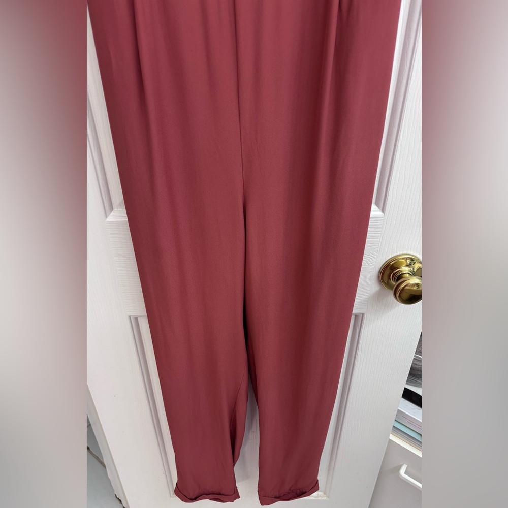 Lost April Sleeveless Jumpsuit with Back Straps in Terracotta - Picture 6 of 15